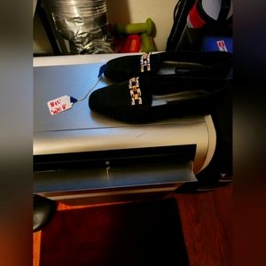 Loafers velvet size 8 black and gold